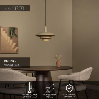 Lucide BRUNO - Pendant light - Ø 38 cm - 1xE27 - Taupe